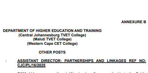 Higher Education (DHET) Internship Programme 2025