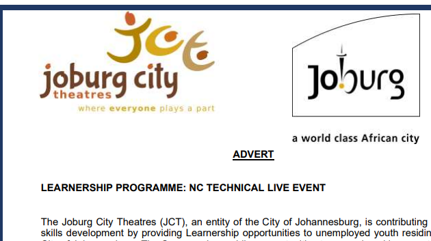 Joburg City Theatres Internship Programme 2025